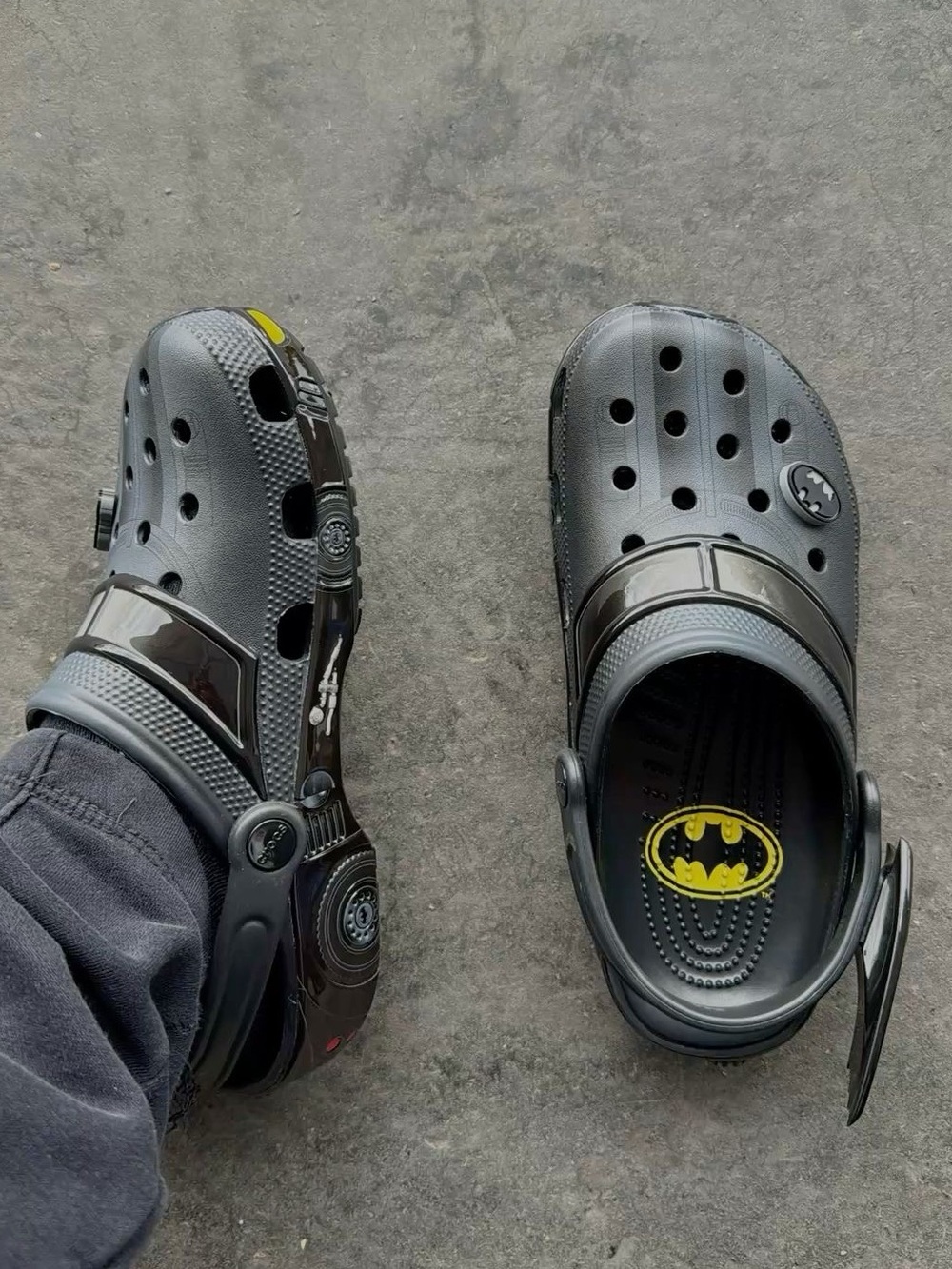 Black Batman Croc Sandals